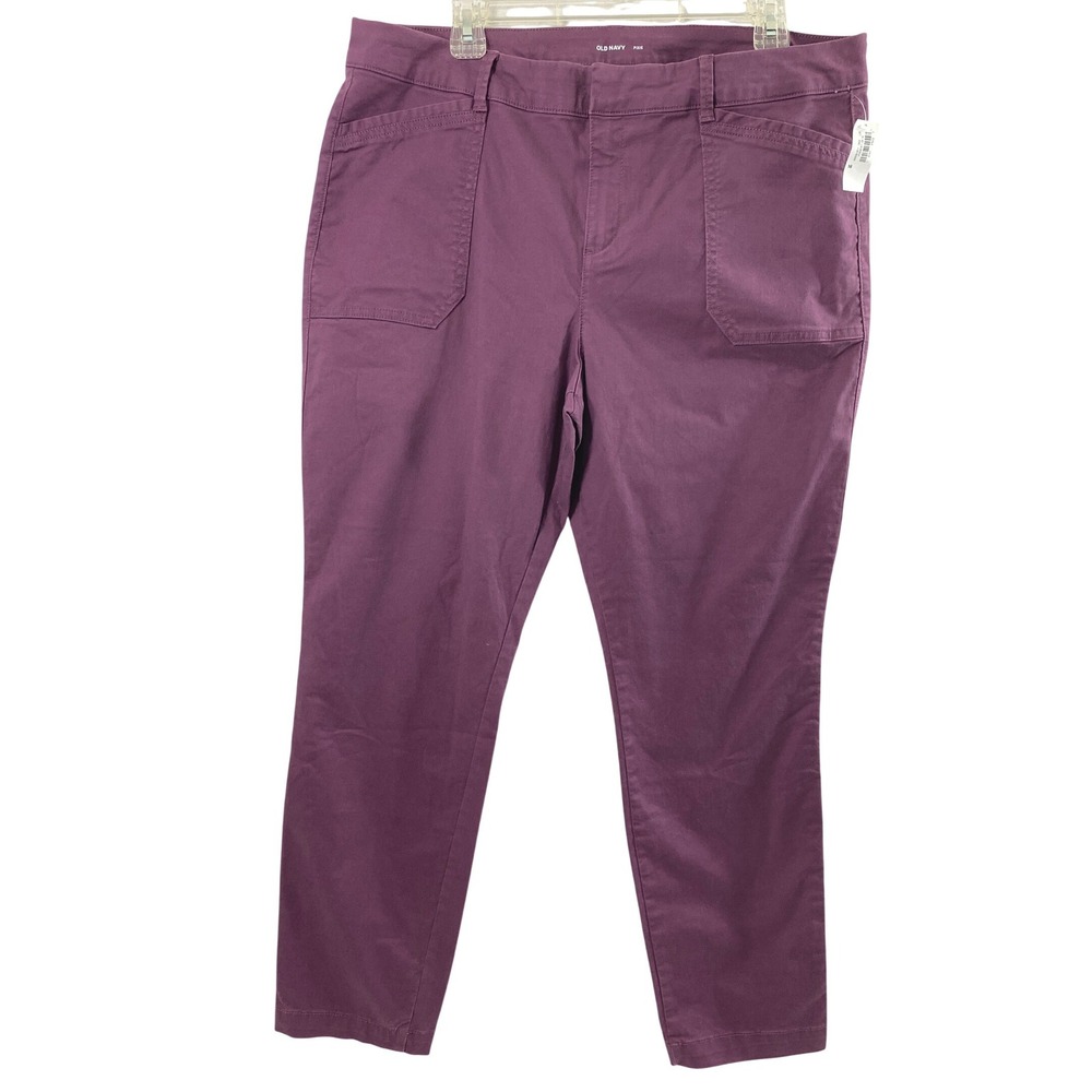 Womens Chino Pixie Pants Size 16 Purple Tapered Leg Utility Business Casual Work